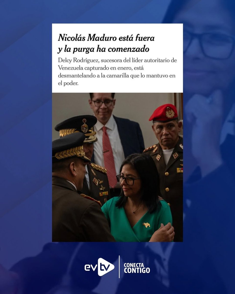 AsiEsNoticiasVe's tweet image. 🔵NYT revela la purga de Delcy Rodríguez: tras la caída de Maduro, la encargada del régimen barre con ministros y militares para consolidar su control político en Venezuela. 🏛️⚠️
#Venezuela #NYT #DelcyRodriguez