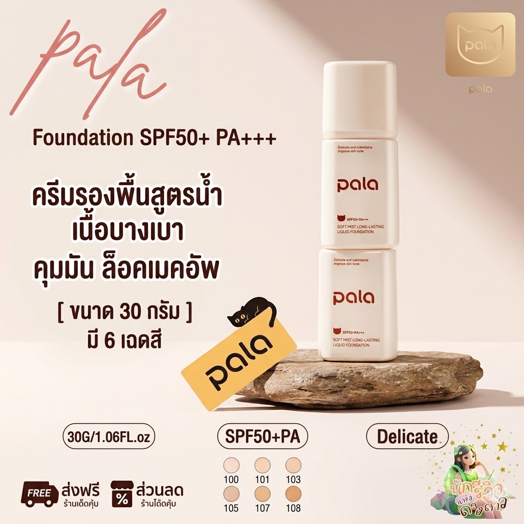 starsreviewers's tweet photo. ผิวสวยเป๊ะ คุมมัน ล็อคเมคอัพ ✨ ต้อง PALA รองพื้นเนื้อบางเบา SPF50+PA+++ มี 6 เฉดสี ขนาด 30g กดตะกร้าด่วน! 🔥
🔗 https://t.co/l9XRQKzhBv
#PALA #Foudation #คุมมัน #รองพื้นกันน้ำ #รองพื้นติดทน #ผิวแมทแต่ชุ่มชื้น #เครื่องสำอางราคาถูกและดี #รีวิวเครื่องสำอาง #ของดีบอก https://t.co/HlilYgkJP1