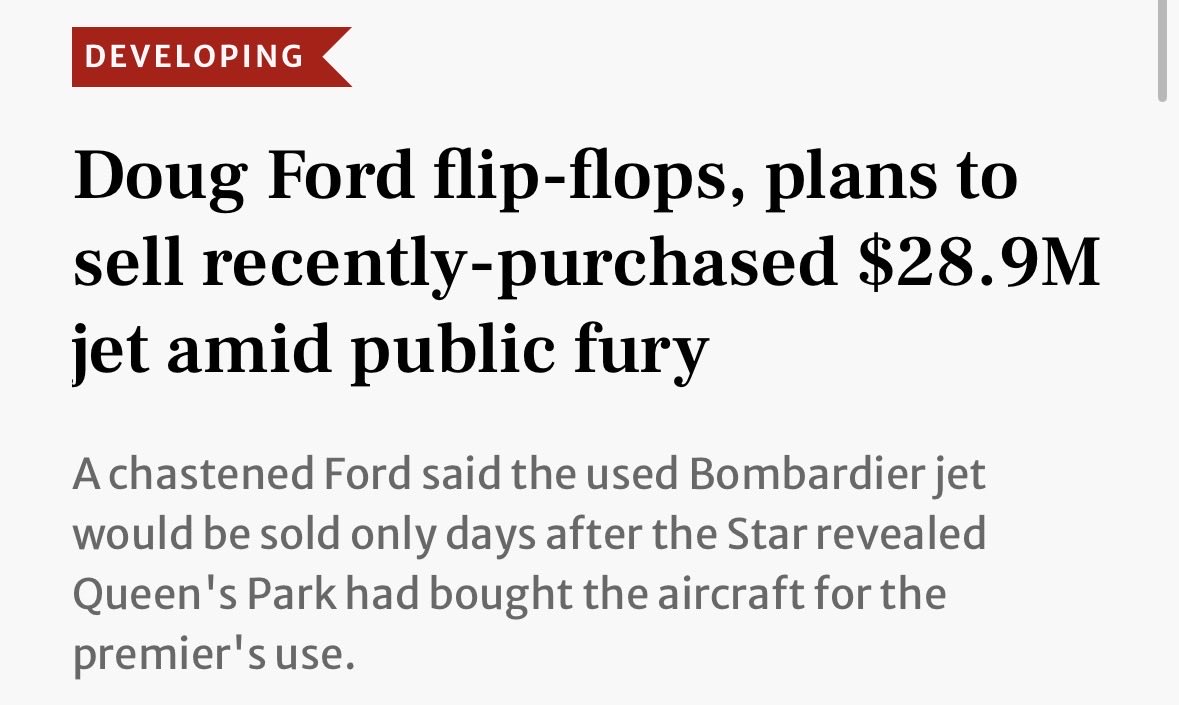 oectagovernor's tweet photo. (Don’t) Come fly with me…🎶 

@fordnation makes emergency landing after public outrage over public money to buy a private jet for the premier. https://t.co/BuQeFUWqIy