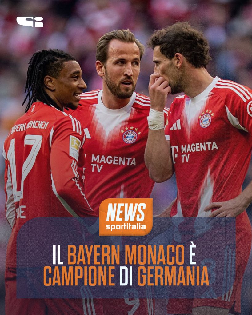 tvdellosport's tweet image. 𝐈𝐥 𝐁𝐚𝐲𝐞𝐫𝐧 𝐌𝐨𝐧𝐚𝐜𝐨 𝐞̀ 𝐂𝐚𝐦𝐩𝐢𝐨𝐧𝐞 𝐝𝐢 𝐆𝐞𝐫𝐦𝐚𝐧𝐢𝐚 🇩🇪

Il #BayernMonaco batte 4-2 lo Stoccarda ed è campione di Germania con quattro giornate d'anticipo: 35^ titolo per i bavaresi🏆

#Bundesliga #Sportitalia