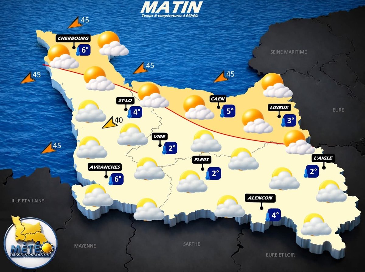 NormandieMeteo's tweet image. Une journée de lundi 20 avril qui sera sèche sur la #Normandie.
Le #thermomètre sera en hausse l'après-midi.

La #tendance s'annonce très ensoleillée également et douce en fin de semaine.