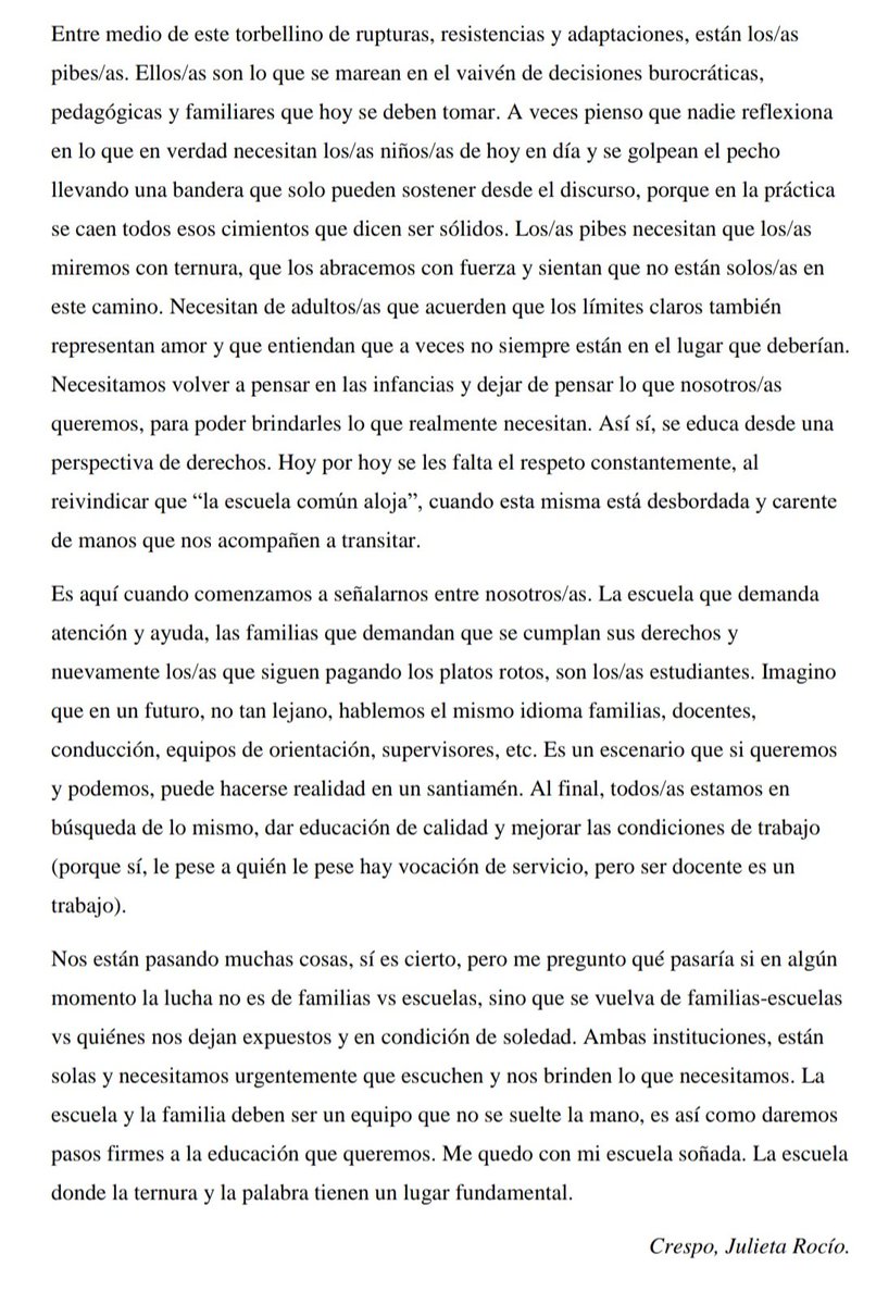 JulietaRCrespo's tweet image. Sobre lo que nos está pasando, como docentes, como familia, como seres humanos/as. Nos están pasando muchas cosas... 
#Educación #EducaciónPública