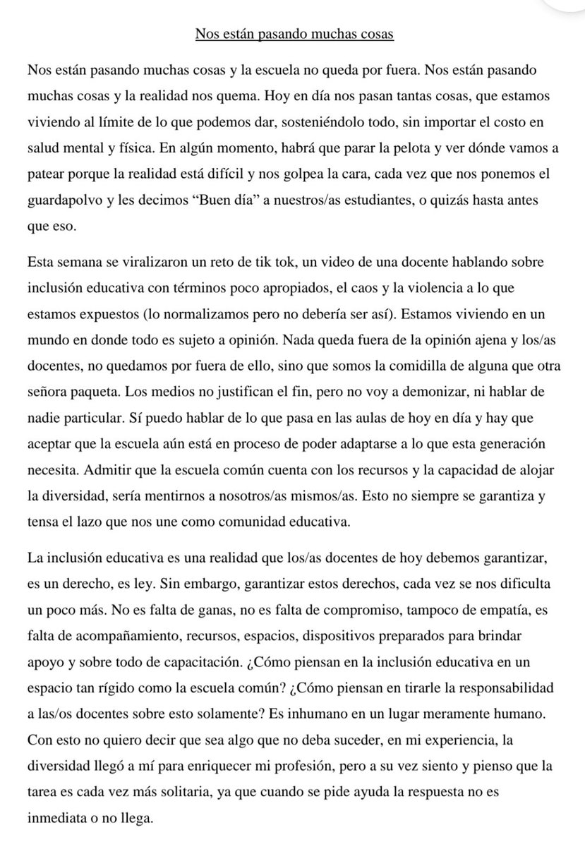 JulietaRCrespo's tweet image. Sobre lo que nos está pasando, como docentes, como familia, como seres humanos/as. Nos están pasando muchas cosas... 
#Educación #EducaciónPública