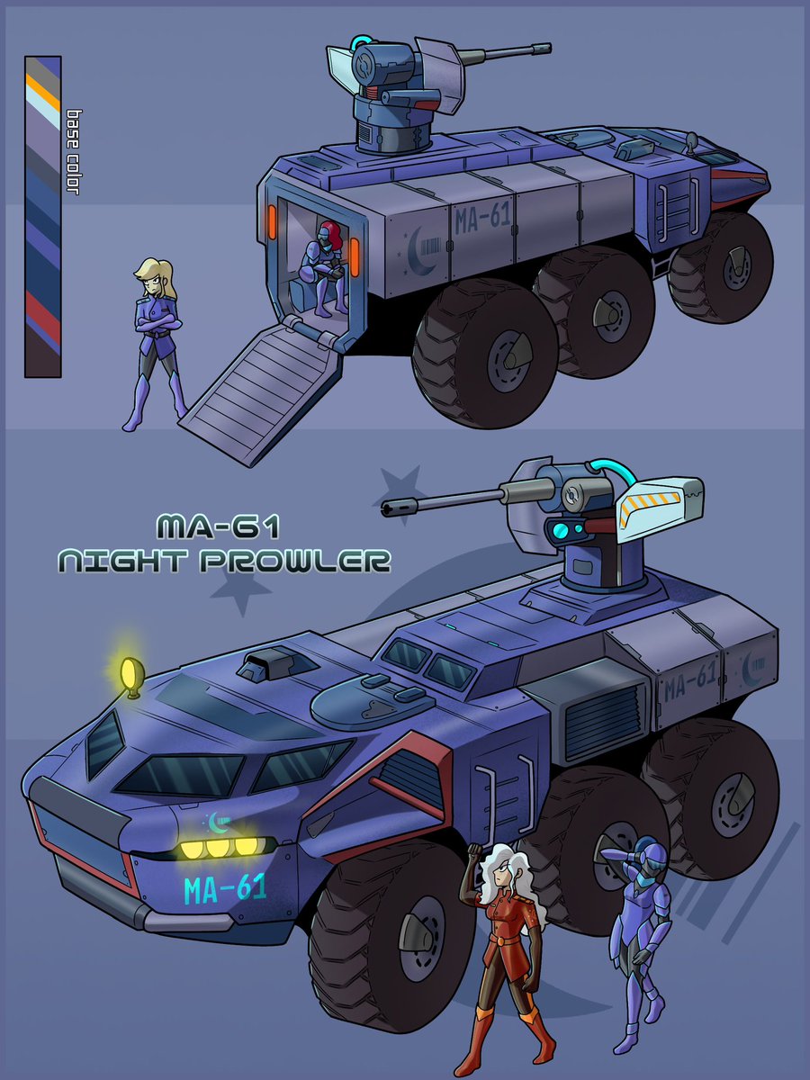 Another new addition to the Stellaria Royal Guard’s fleet of vehicles!
Next up we have the MA-61 Night Prowler APC!
Art by the wonderful <a href="/DevilLustArt/">DevilLustArt🔞(Comms Open)</a>