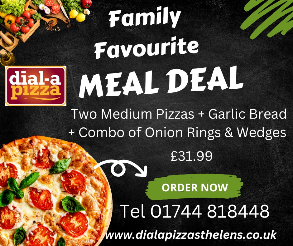 🍕❤️ Bringing families &amp; friends together for over three decades with our Daily Fresh Dough Topped with 100% Pure mozzarella with No added salt, just pure goodness Delivered! 
Order now and taste the difference.
Tel 01744 818448
Online dialapizzasthelens.co.uk
#FamilyRunBusiness