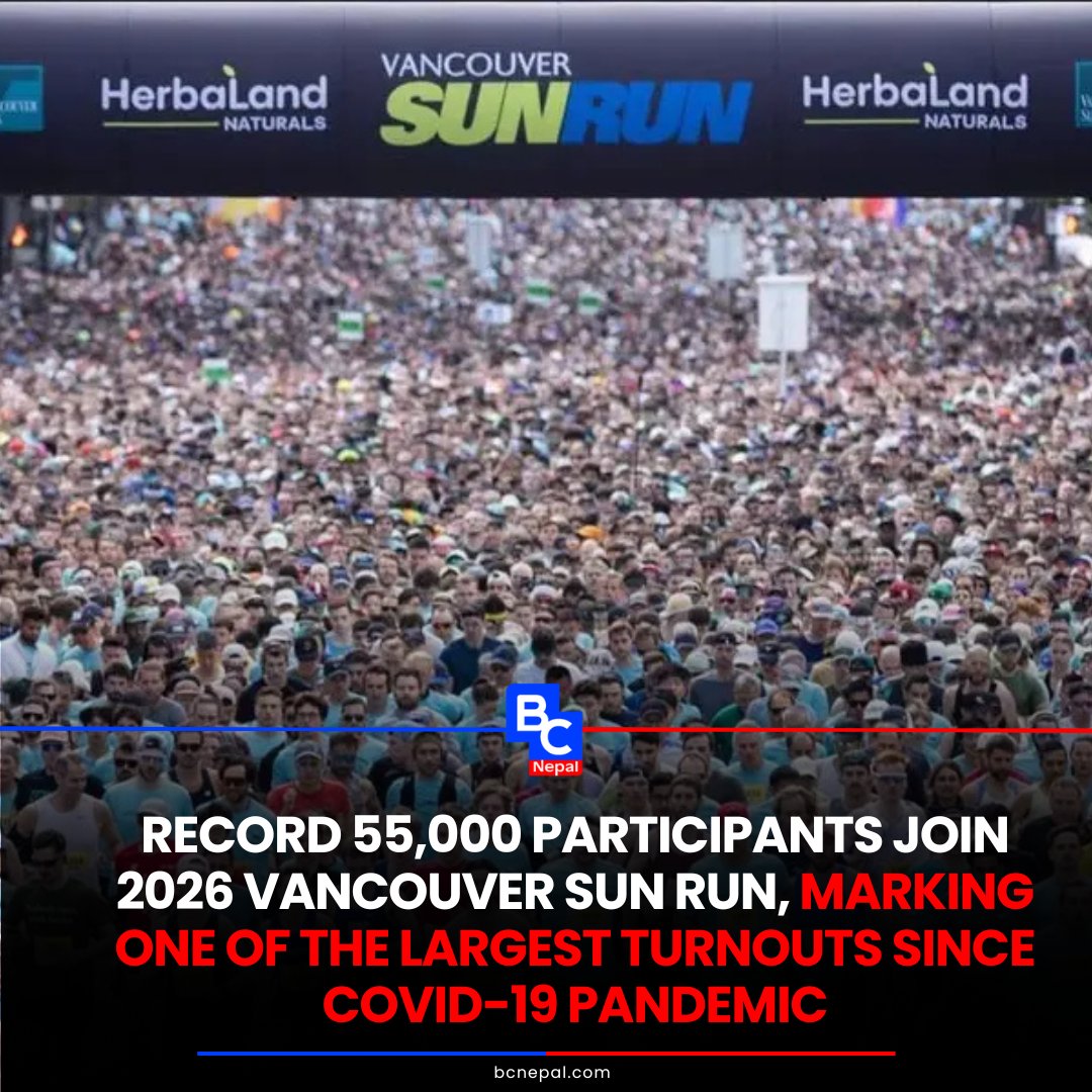 CanadaMaNepali's tweet photo. The 2026 Vancouver Sun Run saw a record turnout of 55,000 participants, making it one of the largest events since the COVID-19 pandemic.
#BCNepal #Vancouver #SunRun https://t.co/BvbvaqxmK9