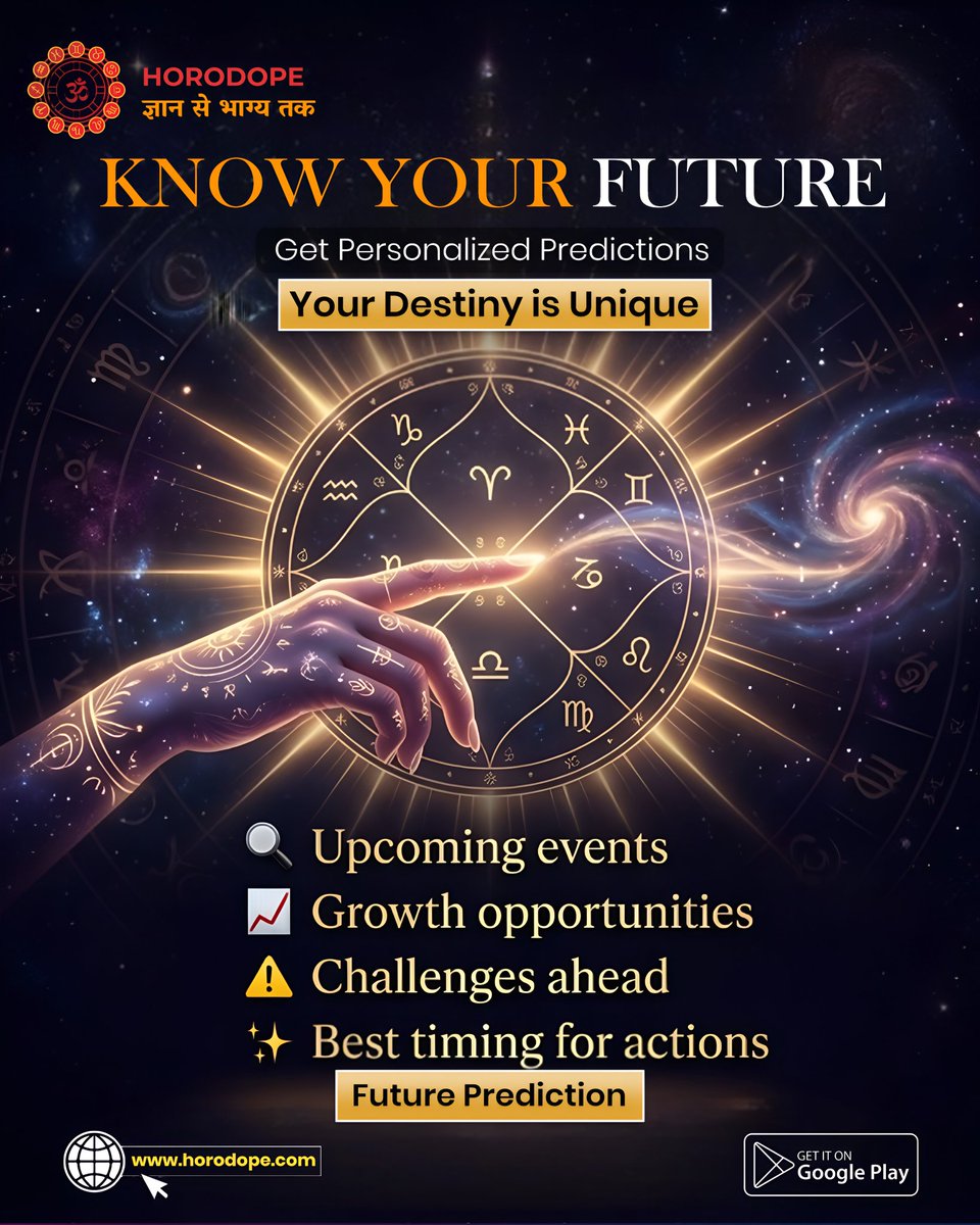 horodope's tweet image. Your destiny is as unique as your fingerprint. ☝️✨
​Stop guessing and start growing. Get personalized insights on:
📈 Growth &amp;amp; Career
🕒 Perfect timing for big moves
​The stars are talking. Are you listening? 🌟
horodope.com
​#KnowYourFuture #SelfGrowth #SuccessTips