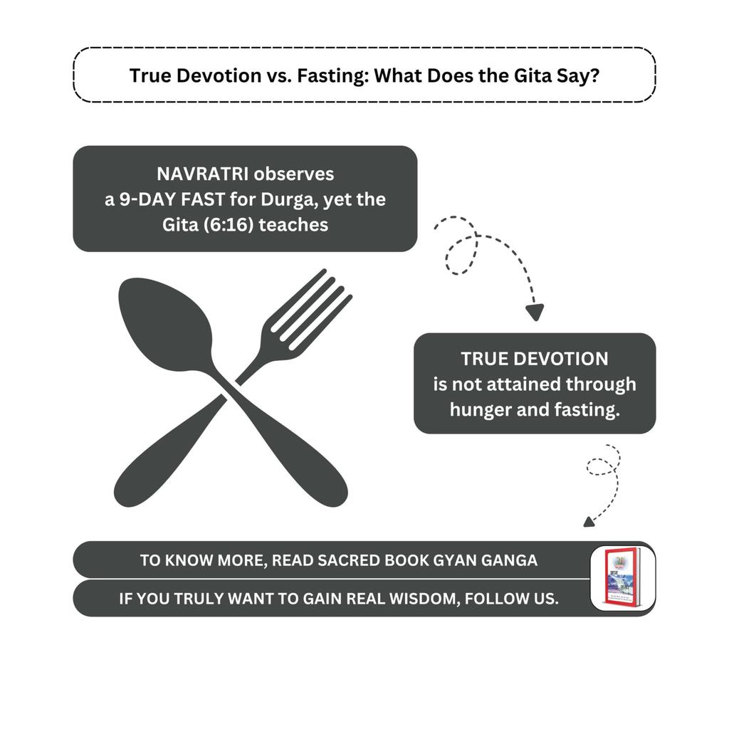 Satloki_madhu's tweet image. True devotion isn't about hunger; it's about spiritual knowledge. Understanding the Gita's teachings on fasting this Navratri. ✨
​#Navratri2026 #SpiritualWisdom #GyanGanga #BhagavadGita #TrueDevotion