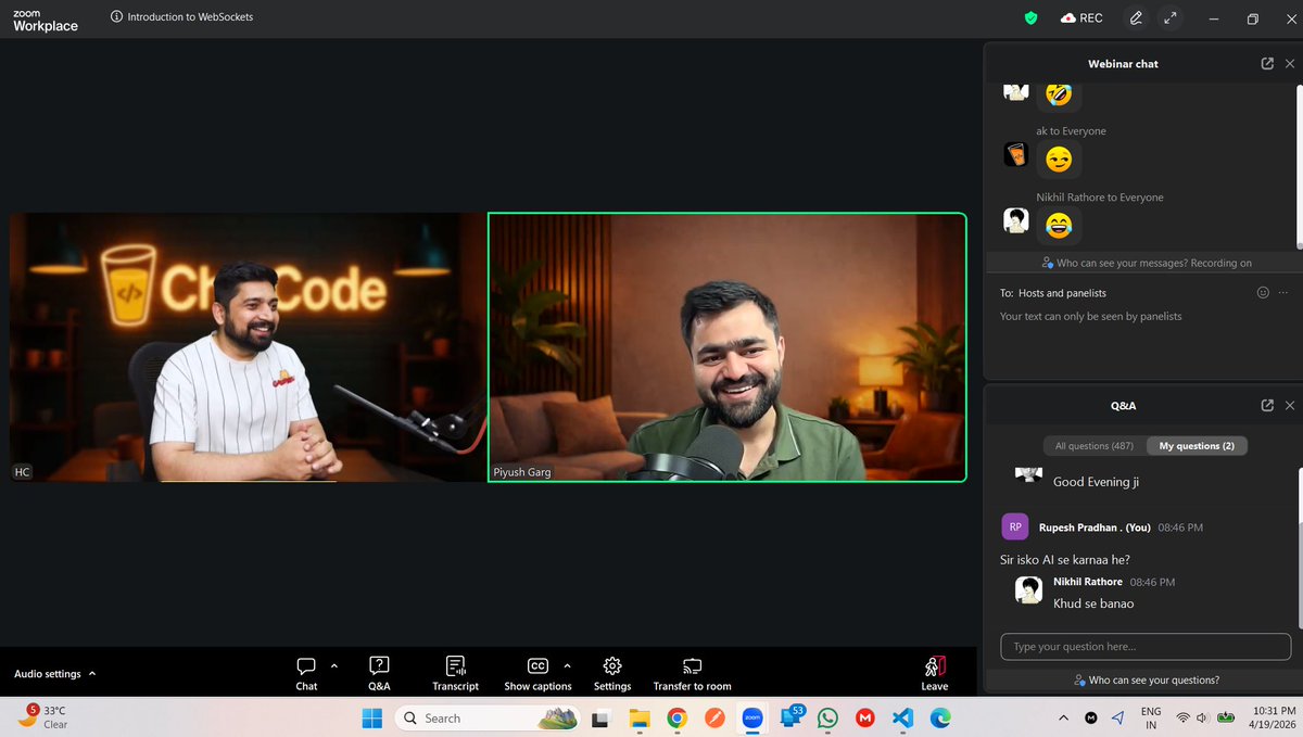 RUPESHP94337497's tweet image. Day 39 of @ChaiCodeHQ ☕💻

Learned Introduction to WebSockets with @Hiteshdotcom Sir &amp;amp; @piyushgarg_dev Sir.
Real-time communication, persistent connections, and full-duplex magic 🔥

From HTTP limits -&amp;gt; to live apps like chat &amp;amp; notifications 🚀

#WebSockets #BackendDevelopment
