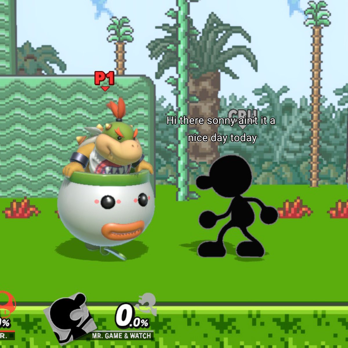 HalfPintHailey's tweet image. #smashbros Bowser Jr. beating up an elderly man real /j