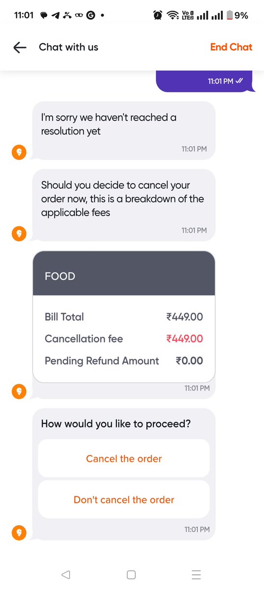 anil02798's tweet image. Extremly frustrated @Swiggy @SwiggyCares My ice cream order was supposed 2 b dlivrd in 21mins. It’s been 30mins already, n the app is still showing another 20mins delay. To top it off, u r charging a 100% cancellation fee for ur delivery failure. This is unacceptable! 😡

#fraud