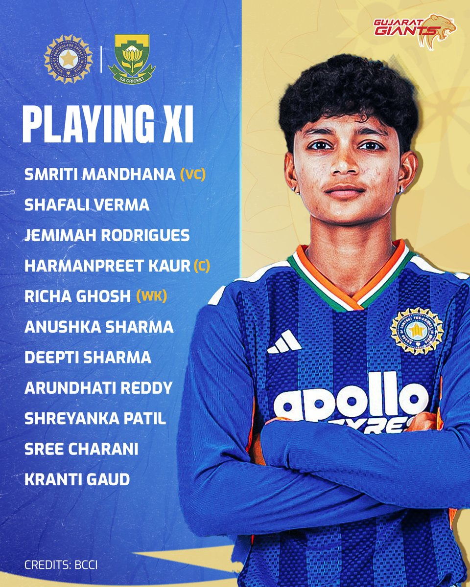 Giant_Cricket's tweet image. Batting first &amp;amp; ready to turn the tide in the 2nd T20I 👊🏼🇮🇳💙

#GujaratGiants #BringItOn #Adani #SAWvINDW