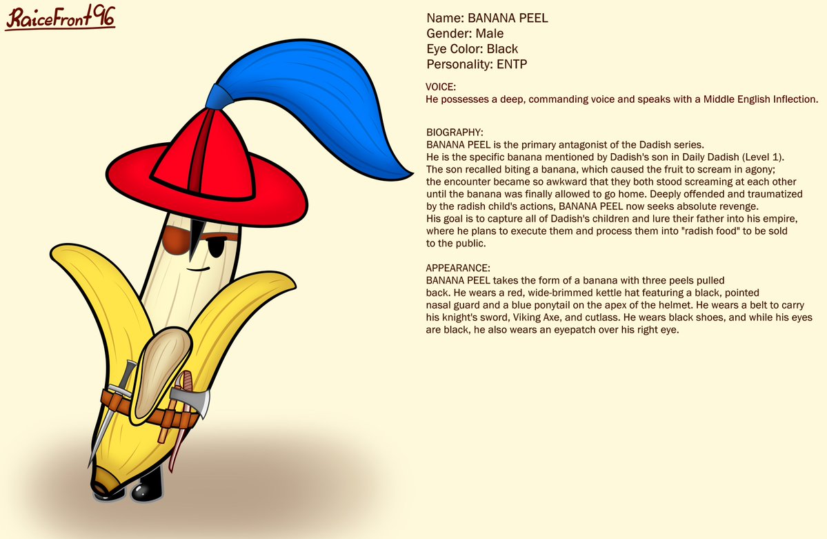 RaiceFront96's tweet image. (Dadish OC): BANANA PEEL

#dadish #originalcharacter #oc #digitalart