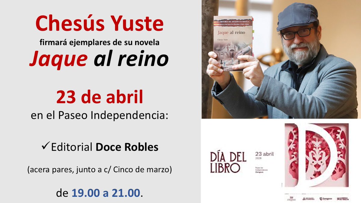 ChesusYuste's tweet photo. El jueves estaré por la tarde en Independencia firmando libros de #JaqueAlReino en la mesa de @12DoceRobles. #conmiboliverde @flibrozaragoza ¡Vivan los libros! ¡Nos vemos! https://t.co/vJwiB5HvHT