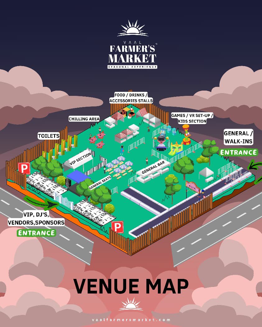 VaalFarmersMark's tweet photo. Your Vaal Farmer's Market experience just got easier 💚

Here’s our very first official Venue Map — showing you exactly where to enter (VIP &amp; General), where to find your favourite stalls, the kids’ section, bar areas, and everything in between.

#map #SeasonalExperience https://t.co/LrTwMUvYPl