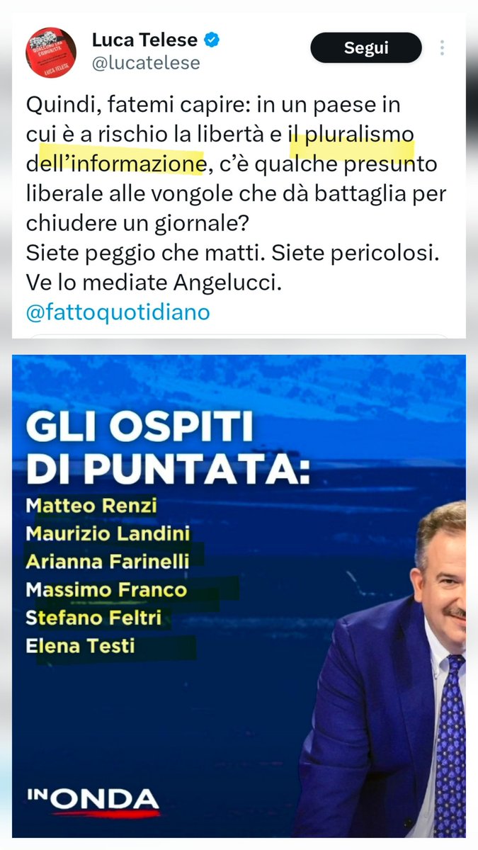 Cosa dicevi <a href="/lucatelese/">Luca Telese</a> in merito al "pluralità dell'informazione"?