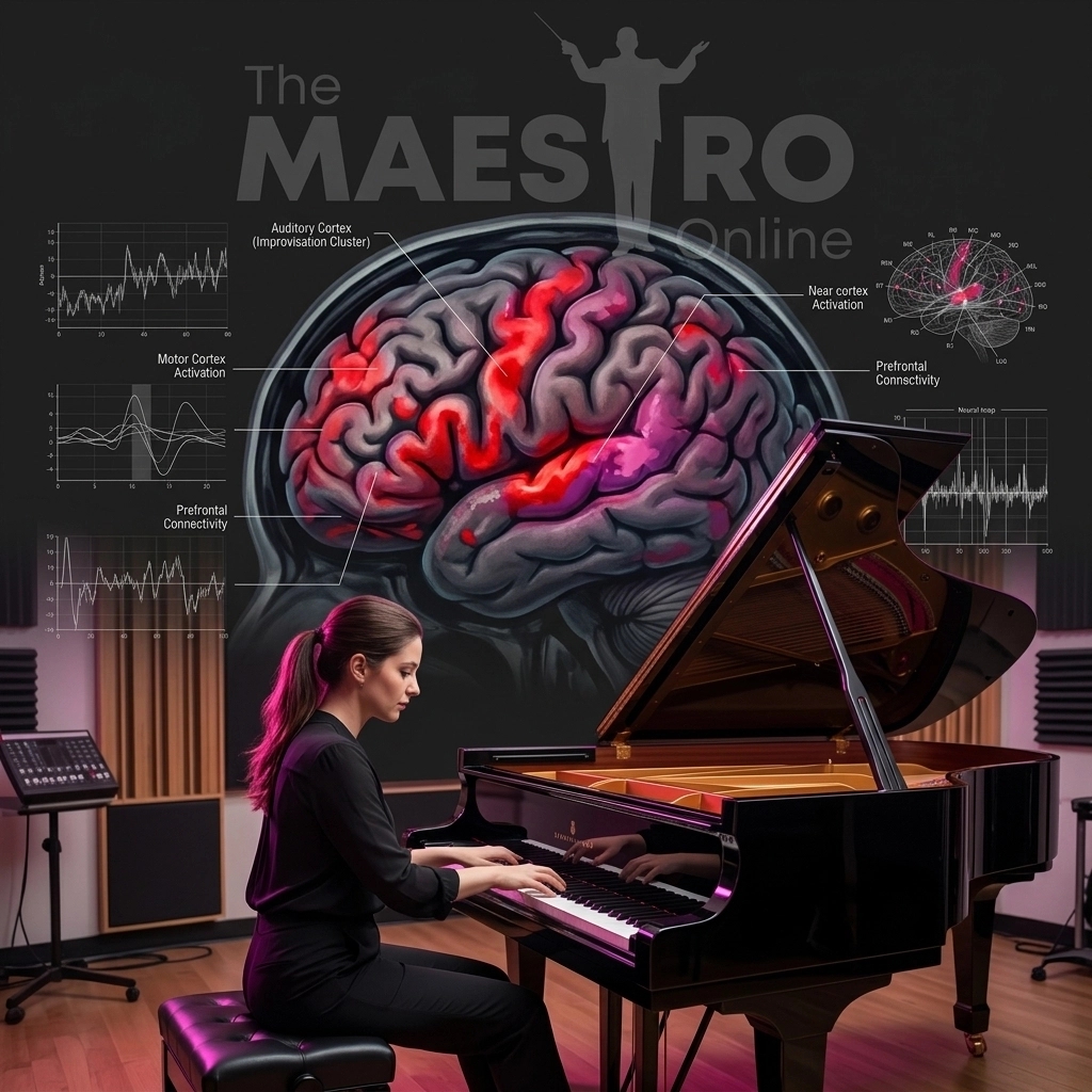 Maestro1Online's tweet photo. Improvisation is a cognitive powerhouse. 🧠🎹 Neuroscience shows it’s the peak of musical thinking. Master it as core musicianship.
Read: https://t.co/mVtzI2clSu
#MusicScience #Improvisation #Neuroscience #PianoLessons https://t.co/OGAumVmRMW