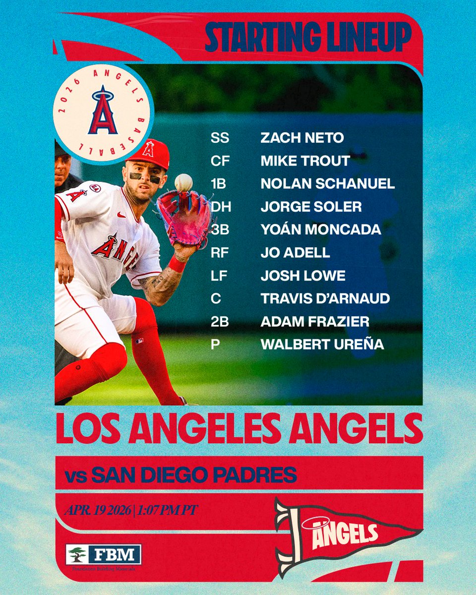 Angels's tweet image. matinee matchup 🎥

📺: FanDuel Sports Network West
📻: @AngelsRadioKLAA | AM830 App &amp;amp; KWKW 1330 [Spanish]  

#RepTheHalo x @FBMSupply