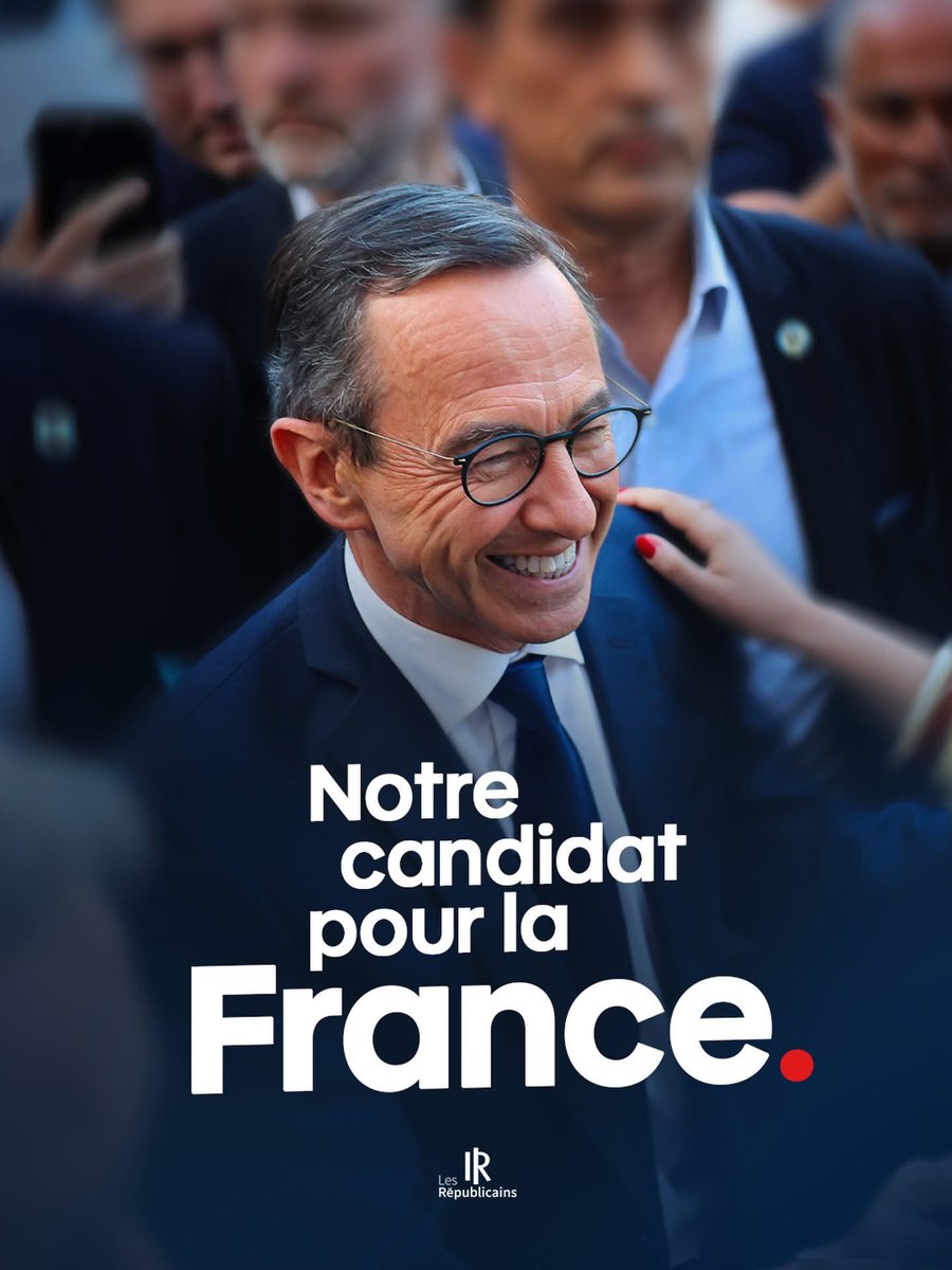 🇫🇷  Avec <a href="/BrunoRetailleau/">Bruno Retailleau</a>, Les Républicains ont désormais leur candidat à l'élection présidentielle. Il est temps de se mettre en ordre de bataille derrière lui pour bâtir un projet puissant de redressement de la France et préparer la nécessaire alternance pour notre pays.