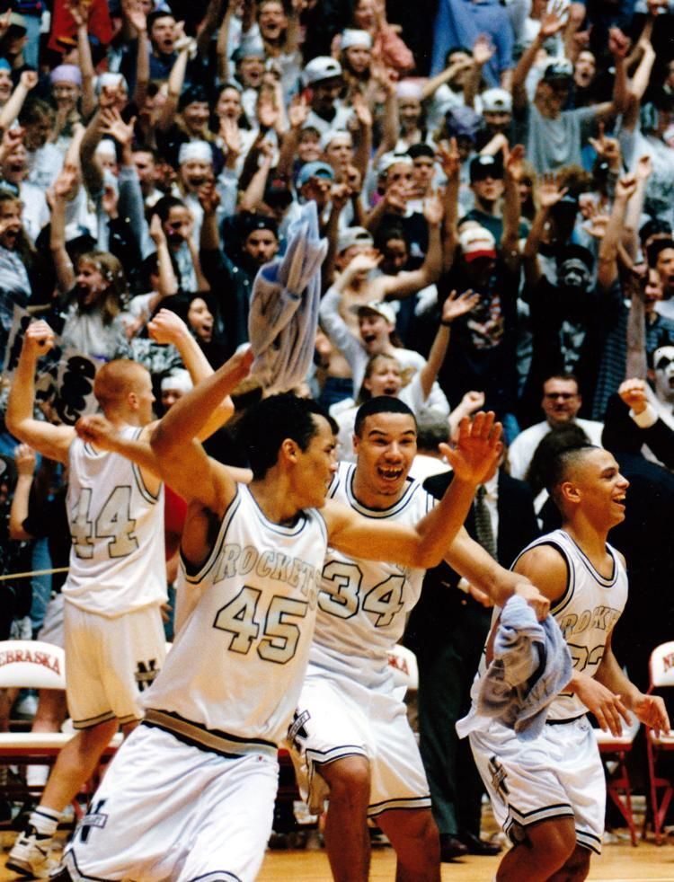 SuitUpVarsity's tweet photo. Lincoln Northeast celebrates the 1995 Class A title, the Rockets first of four straight championships. https://t.co/fNqfkWK64x