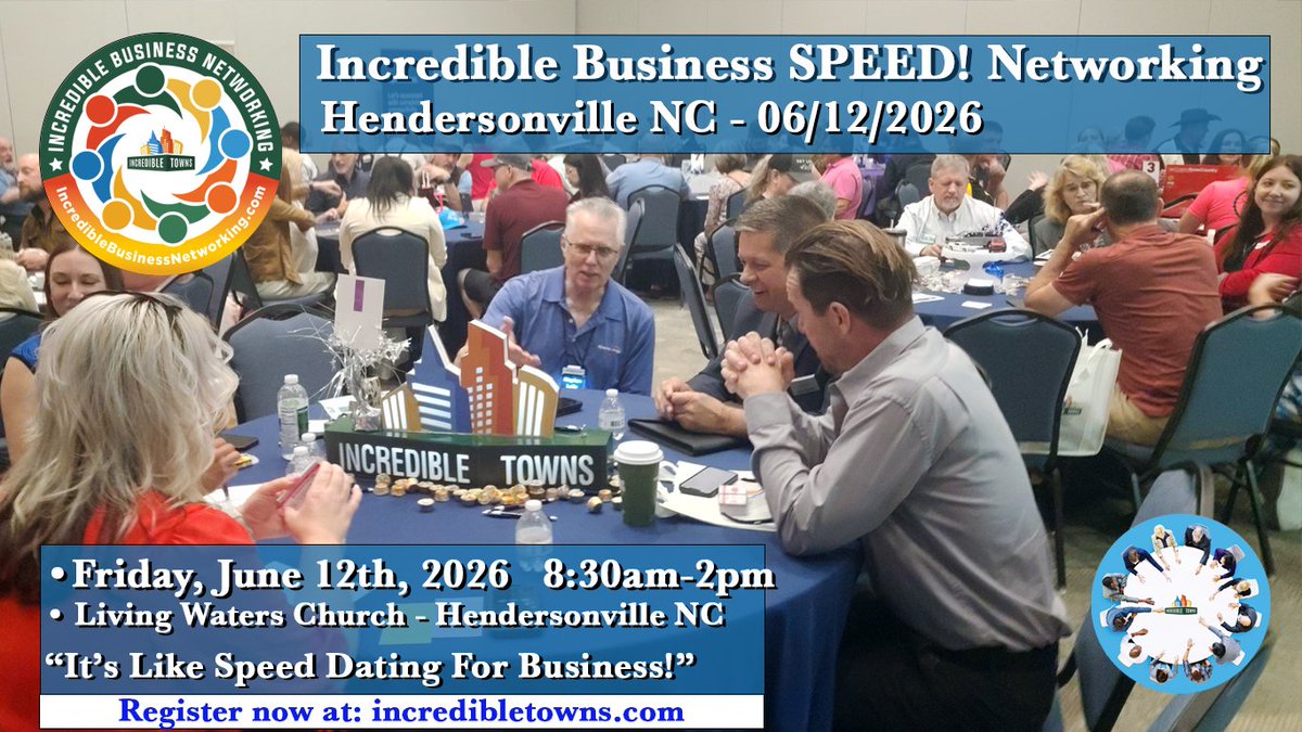 IncredibleAVL's tweet image. Ready to grow your network?
Join the Incredible Business Speed Networking Event in Hendersonville, NC on June 12! Meet local professionals, make real connections, and boost your business—fast.
Save your spot: incredibletowns.com/events/incredi…
#Networking #HendersonvilleNC #BusinessGrowth