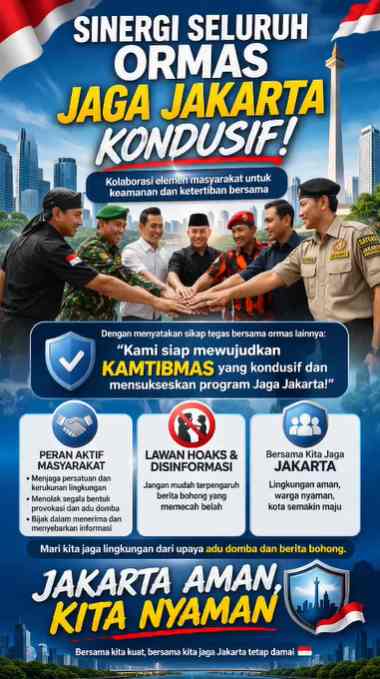 Sinergi ormas Jaga Jakarta Kondusif bikin kota kita makin asik! Mari kita jaga kebersamaan dan keamanan bareng-bareng! 💪✨