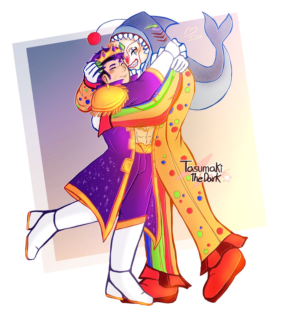 𝐸𝑙 𝑟𝑒𝑦 𝑦 𝑒𝑙 𝑏𝑢𝑓𝑜́𝑛 👑💜💛

Al final del día, el rey solo tiene ojos para el bufón. Ese abrazo fue todo lo que necesitaban 💫
-
#fooligetta #fooligettafanart #qsmp2