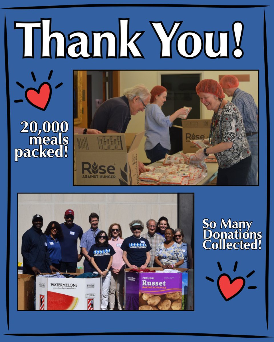 NationalPres's tweet photo. Thank you for another Great Day of Service! We packed 20,000 meals, collected many pallets of donations, and renovated a home! With our faith, we can be a positive force for change! See you next year! https://t.co/SEp9ac2fff