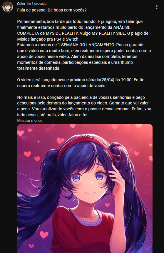 Falta menos de 1 semana pro LANÇAMENTO.