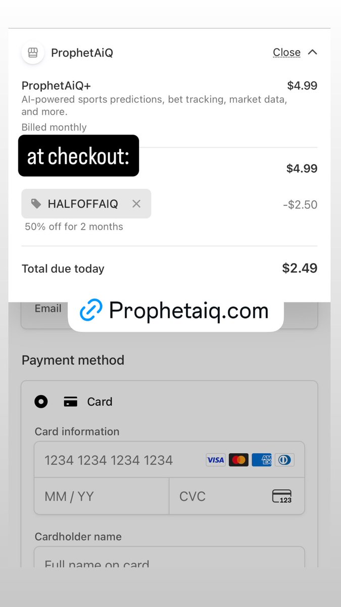 Deal on a deal when you consider $4.99/mo is a limited time price that you can lock in for life now. 

Once player profiles &amp; props data gets added the price will default to $7.99/mo. 

Get 2 months for just $5 with promo code - HALFOFFAIQ - at checkout
🔗 prophetaiq.com/aiq-plus