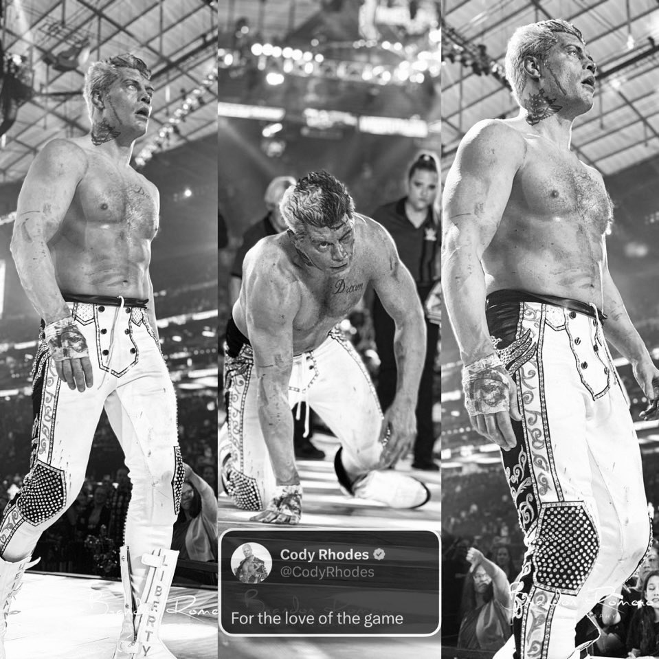 PrattyTweets's tweet photo. The look of a man who gave his all. 

Cody Rhodes’ love for the game needs to be studied. He gives SO MUCH to us and to this business. https://t.co/qwfUuU4bYk
