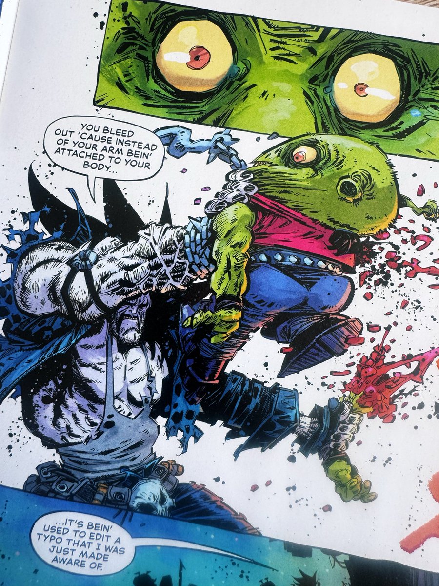 ComicsParty's tweet photo. #Lobo se fait souffler un contrat au dernier moment et décide d’aller réclamer son dû. Une plongée punk dans le showbiz et un chaos organisé ! 
Dessin cartoon foutraque et nerveux, couleurs explosives, scénario déjanté et malin. Un #1 qui envoie du lourd dès la première page ! https://t.co/i4ocAY6UNN