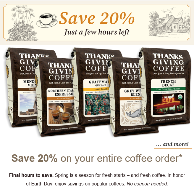 ajustcup's tweet photo. Today is the final day to save on the vast majority of our coffees with just a few exceptions, including: Cause Coffees, Coffee Clubs, Teas and Accessories. https://t.co/ekKNkvtKZd