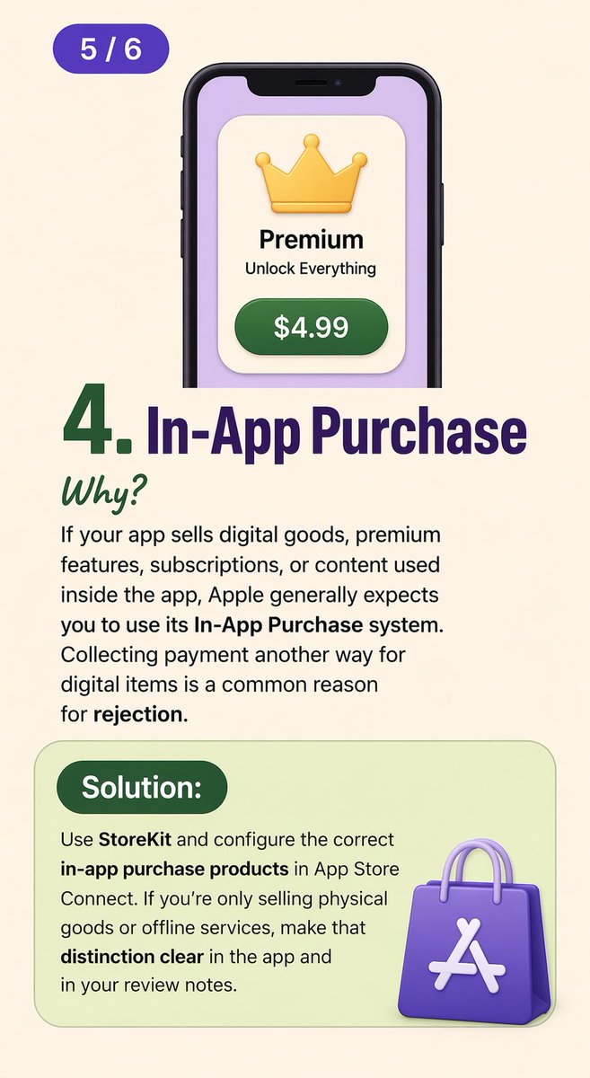 _snow_soj's tweet photo. Your app is ready… but Apple keeps rejecting it. 😤
Here are the sneaky reasons your submission is getting denied,
Save yourself weeks of frustration check these before hitting “Submit” again. https://t.co/Wrc5k6ZCiB