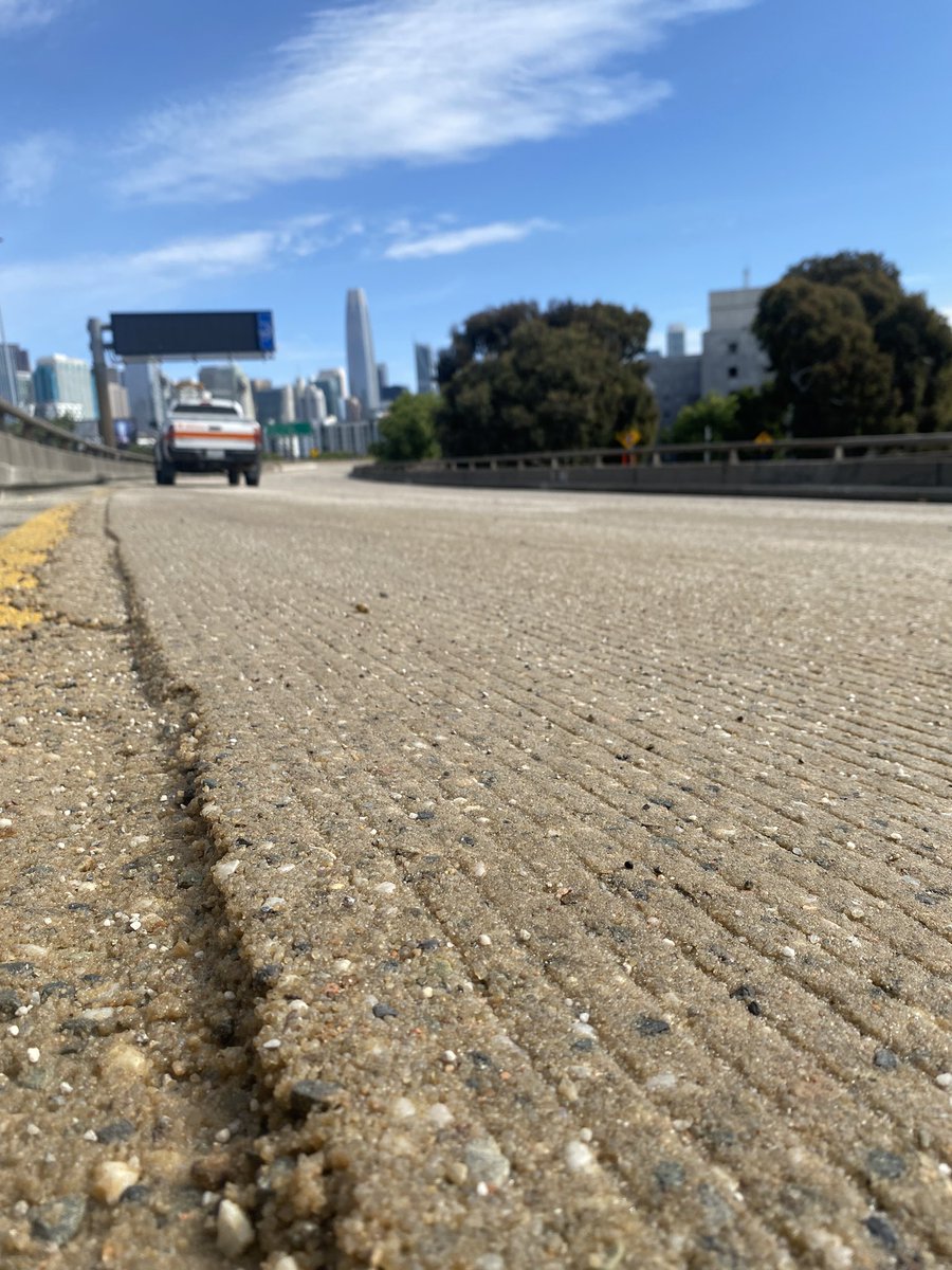 CaltransD4's tweet image. #Happeningnow #BayAreaTraffic Caltrans crews continue the work on EB I-80 in SF and are on time to reopen the highway by 6AM! Polyester Concrete Overlay has been poured which will improve safety, durability and extend the life of the roadway! #fab4 #SanFrancisco #CaltransD4