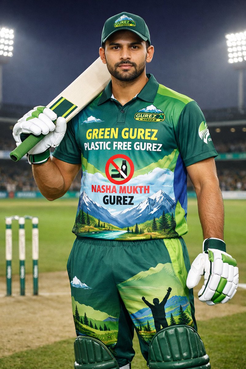 Ajazdar964's tweet image. How is this Uniform for My Cricket Team 
With the Green Gurez Message ...
@OfficeOfLGJandK @Plasticsimpact @IamOnir @indukanwal @rishi_suri @AfrozShah1 #plastic #Free #Gurez 
#NashaMukth @diprjk @htTweets @rtimuzaffar @Samoonirshad2 @ShaheenSpeaks70 @Thakurrsjamwal2