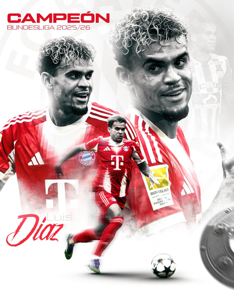 🔥🦈 ¡Felicitaciones, Luis Díaz!

Junior F.C. celebra con orgullo tu título de la Bundesliga con el Bayern Múnich.

¡Dejando en alto a Colombia y a la familia rojiblanca! 🔴⚪🇨🇴