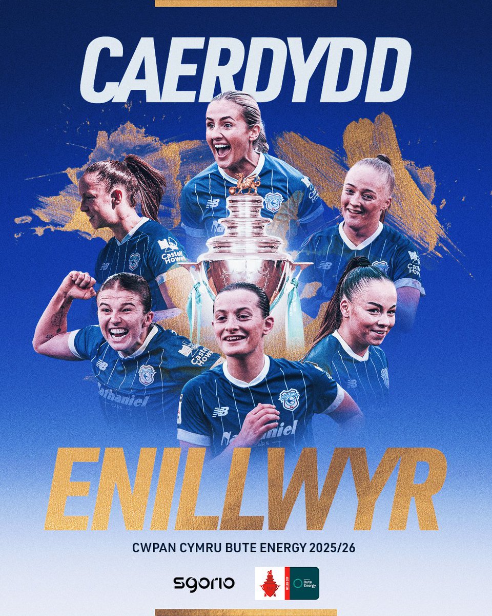 sgorio's tweet photo. ENILLWYR CWPAN CYMRU AM Y PUMED TRO YN OLYNOL 🍾

Llongyfarchiadau mawr, Caerdydd 👏 https://t.co/9lDZBDuxVv