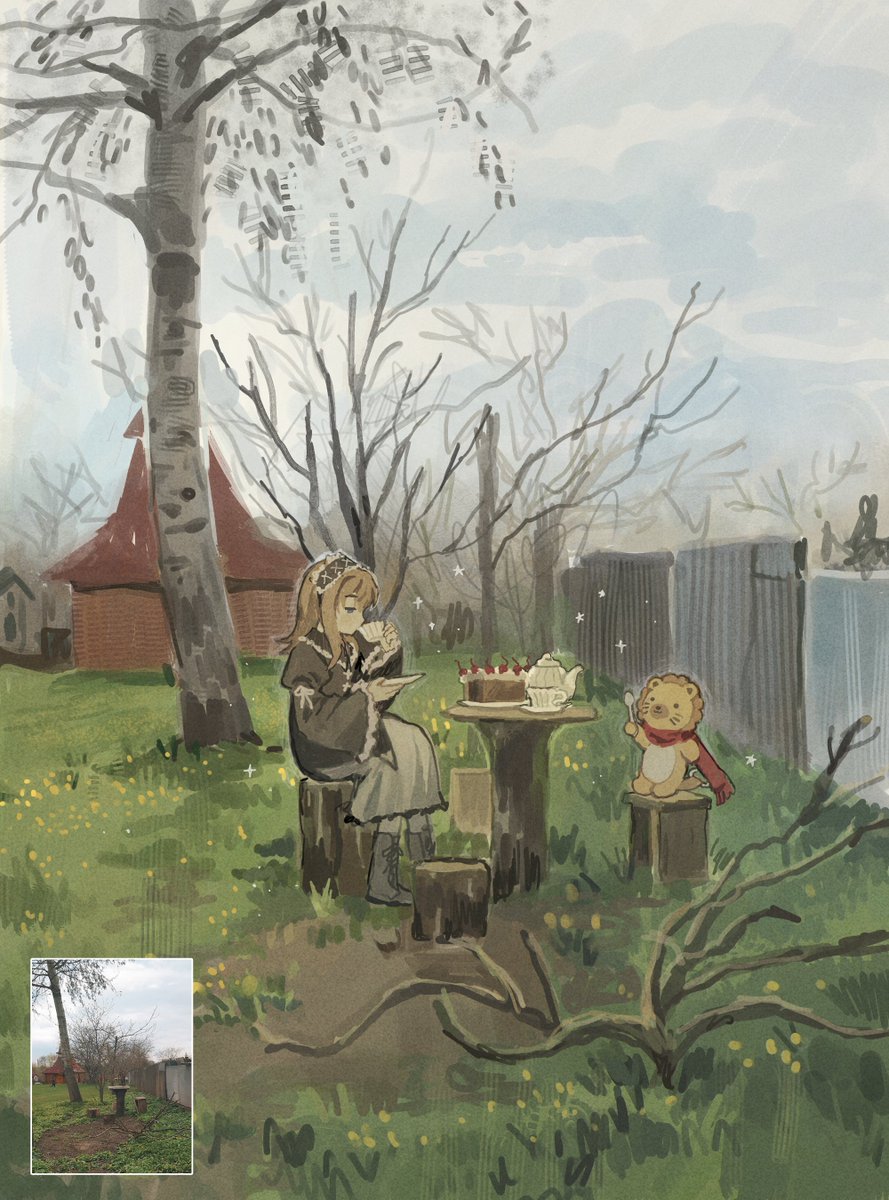 toraafreshash's tweet photo. Tea party #pleinairpril #umineko https://t.co/rWzLD7XU4H