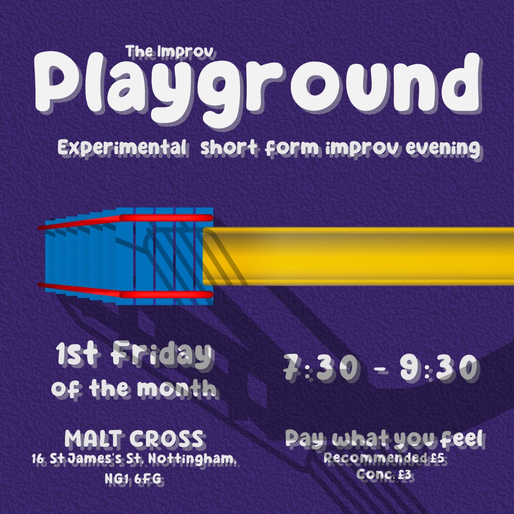 MissImp_Notts's tweet image. The Improv Playground is back for May fun and games! Friday 1st May, 7.30pm at Malt Cross. This month's theme is: endowments!
 #improv @maltcross #workshop wp.me/pb3l8l-TP7