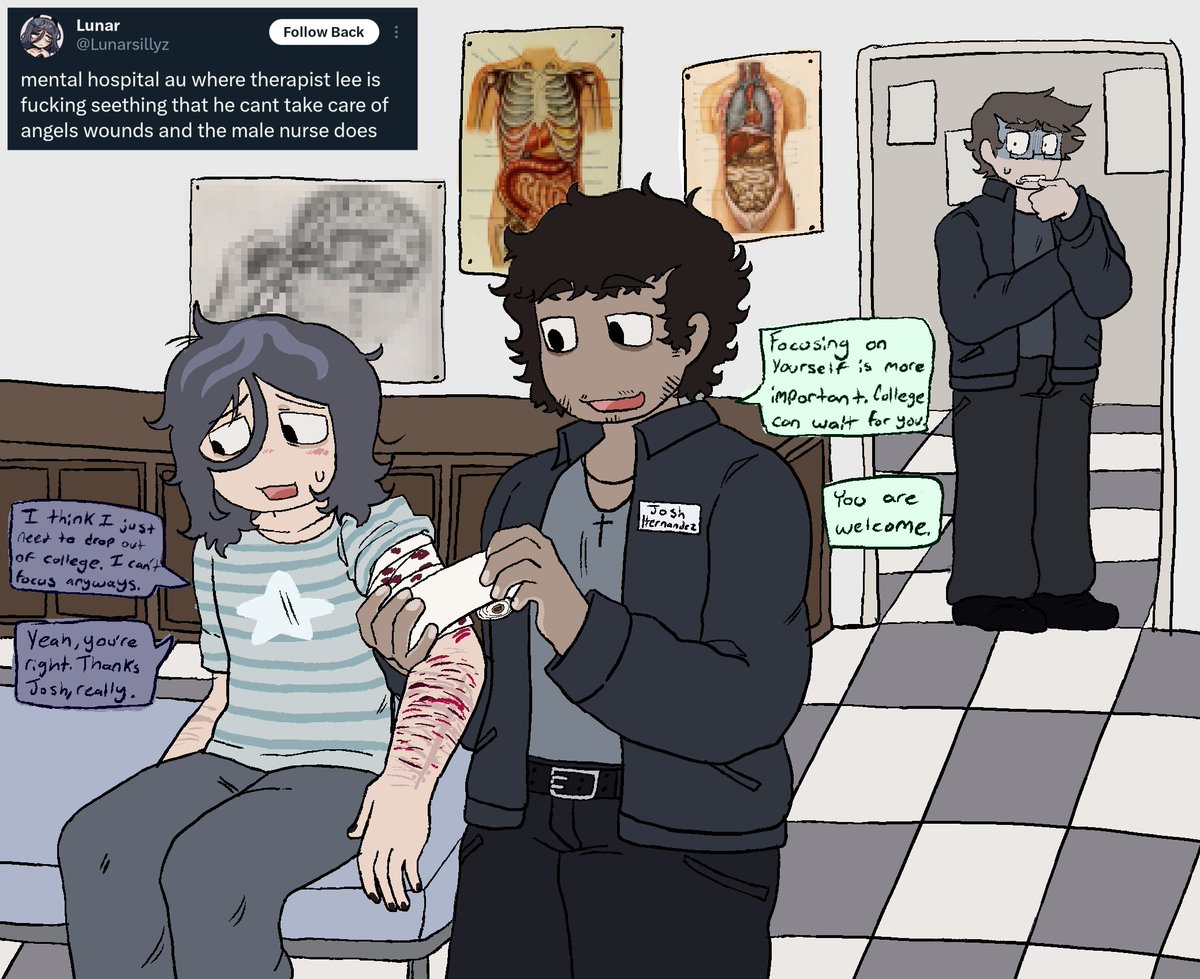deathlyillangel's tweet photo. @Lunarsillyz Thanks Lunar for the idea. I made a random nurse oc too for this occasion. 🤍 Gotta love Mental hospital aus
#ClinicalTrialGame #ClinicalTrialFanart #ClinicalTrial https://t.co/U1TBAxLUqj