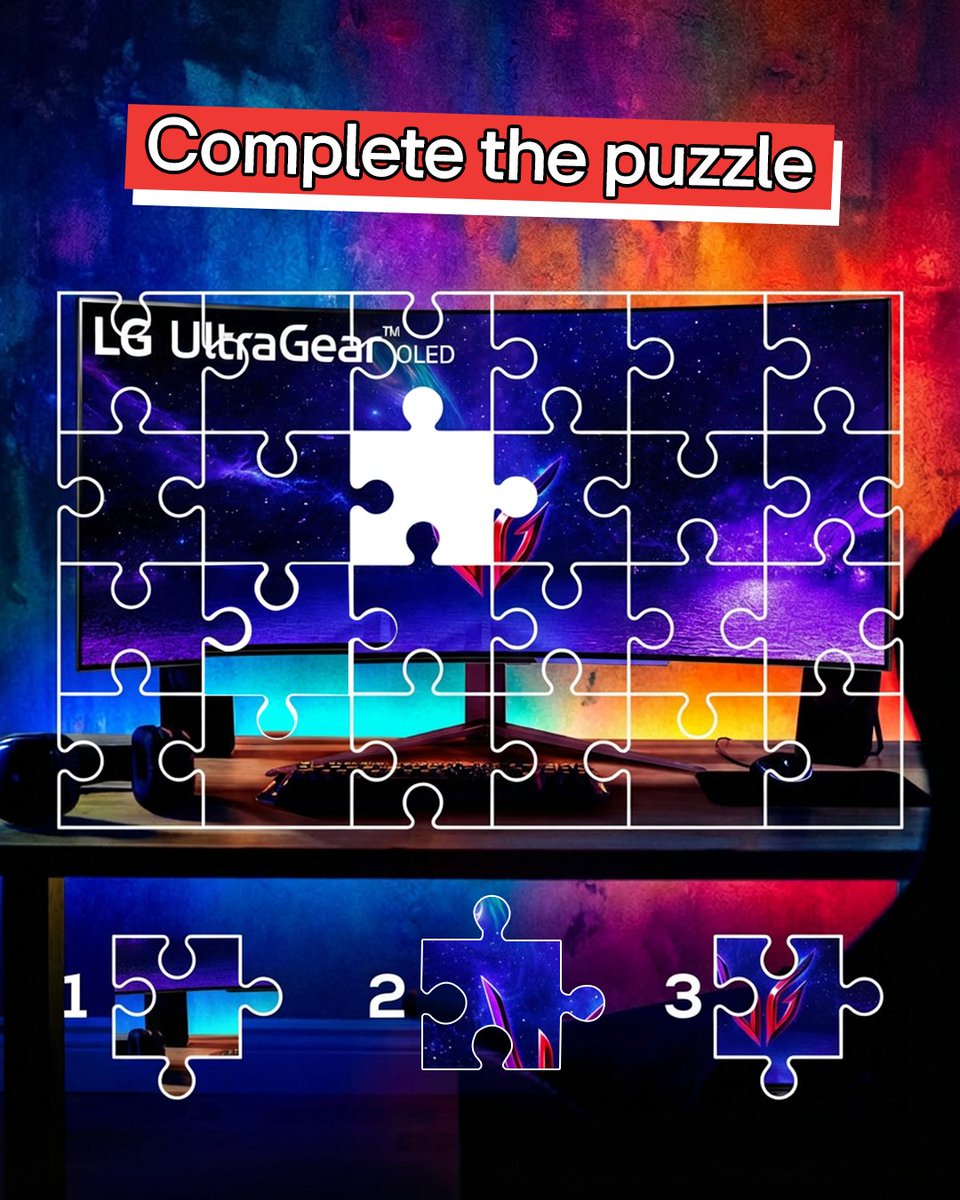 LGGulf's tweet image. Can you spot the missing piece? 🧩 
Drop your answer below and complete the UltraGear experience. 
 
هل يمكنك معرفة القطعة الناقصة؟ 🧩 
اكتب إجابتك في التعليقات وأكمل تجربة UltraGear 

#LGUltraGear #GamingMonitor #LevelUpYourGame #ألغاز
#قيمرز