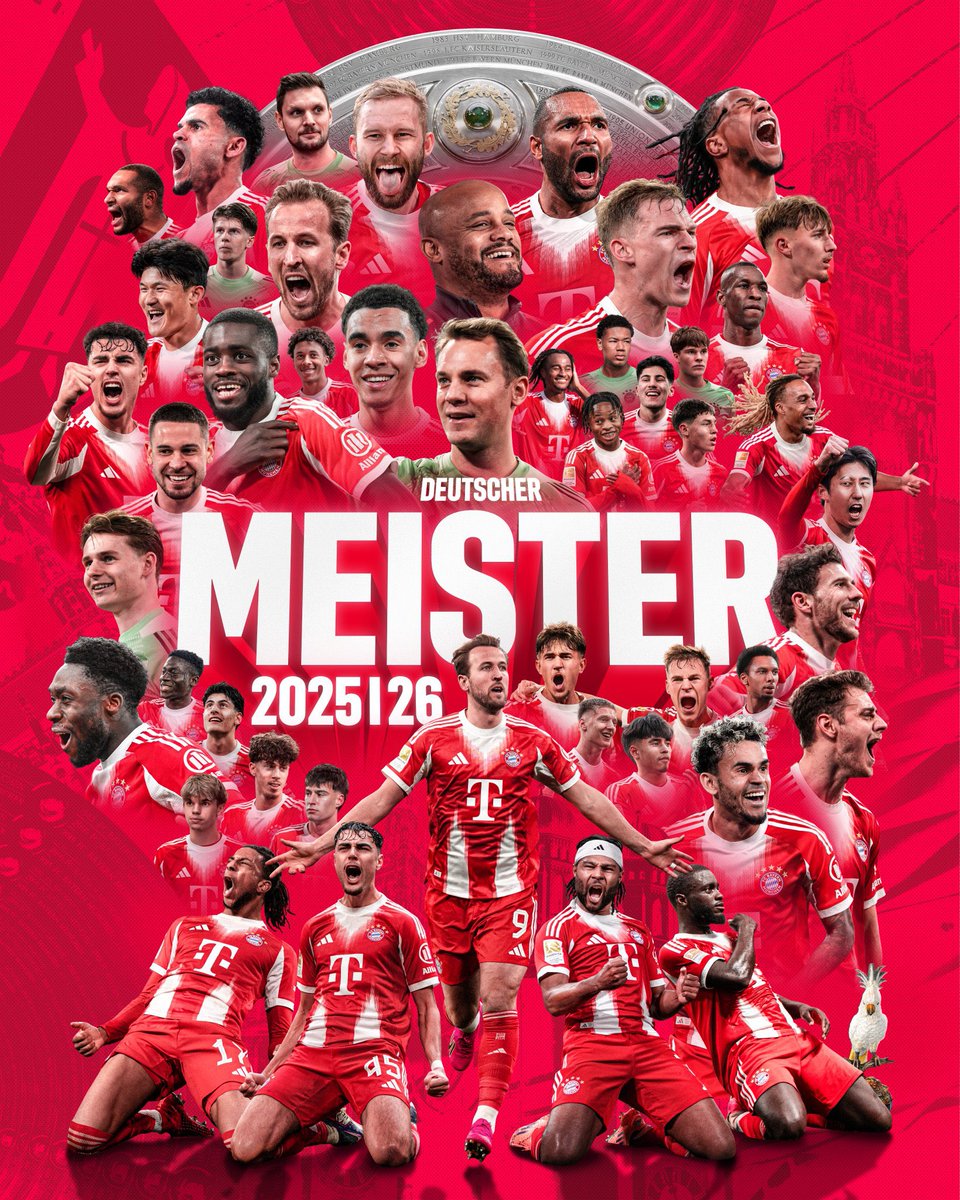 toMMilanello's tweet image. 🇩🇪 Il #BayernMonaco è Campione di Germania per la 35º volta nella propria storia!

Meisterschale in bacheca con quattro giornate d’anticipo.

È il 13º titolo negli ultimi 14 anni per l’#FCB. In Germania vincono loro, sempre loro, solo loro.

#Bayern #BayernMünchen #FCBayern