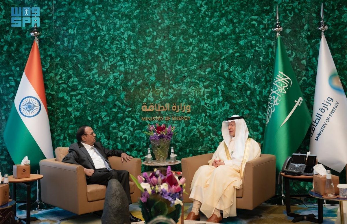 IndianEmbRiyadh's tweet image. Hon'ble NSA Shri Ajit Doval paid an official visit to Riyadh on April 19.

He was received at the Airport by Ambassador Dr Suhel Khan and Deputy Minister for Political Affairs @KSAmofaEN H.E. Ambassador Dr. Saud Al-Sati.

Later, he had meetings with 
Energy Minister H.R.H. Prince