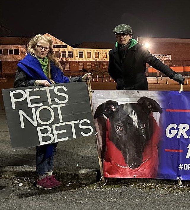 <a href="/TheGreenParty/">The Green Party</a> MP Hannah Spencer has been campaigning against #greyhoundracing for many years, since she adopted her first greyhound Graham. A genuine voice for the #greyhounds.

Outside Belle Vue in 2018 and outside the industry Awards at Owlerton in 2023.

#bangreyhoundracing