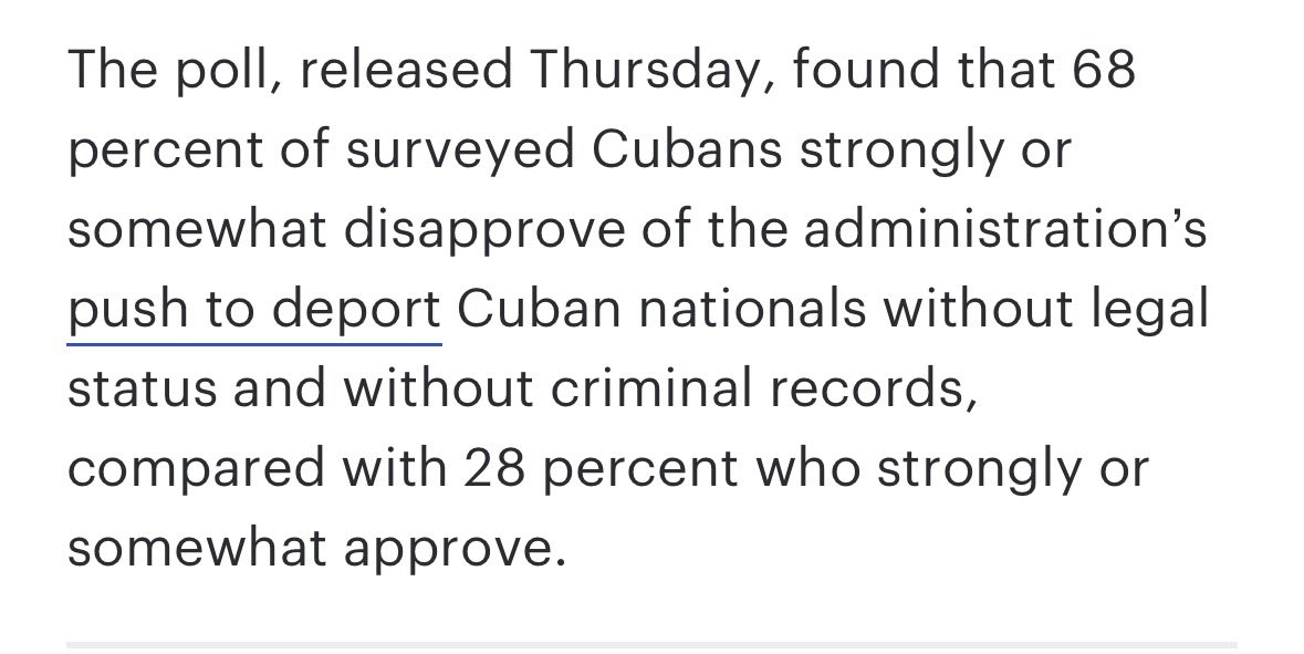 Banning immigration from Cuba and deporting undocumented Cubans with no criminal record to Cuba or Mexico is, as it turns out, incredibly unpopular with Cuban-Americans.
