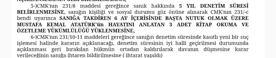 Bursa 6.Asliye Ceza Mahkemesinin 2019/704 nolu dosyadan verdiği ve  sonradan   istinaf mahkemesince kaldırılmış  kararının bir kısmı....5816'dan uygulanan kayıtdışı hukukun sadece bir örneği