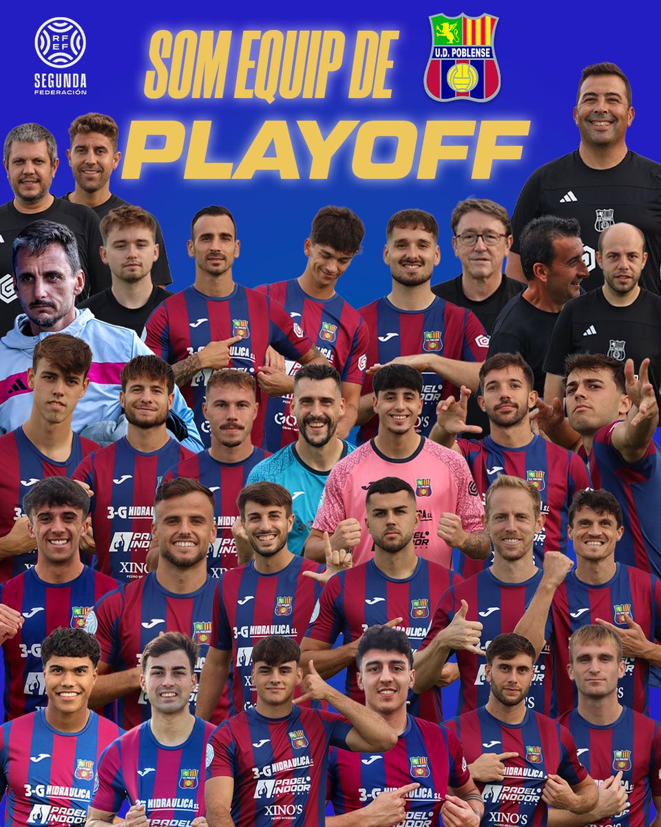 𝗦𝗢𝗠 𝗘𝗤𝗨𝗜𝗣 𝗗𝗘 𝗣𝗟𝗔𝗬𝗢𝗙𝗙 👊🏻

Històric, la #UDPoblense aconsegueix matemàticament una plaça al playoff d’ascens a Primera Federació 💙❤️

#DeLaTerraAlCel