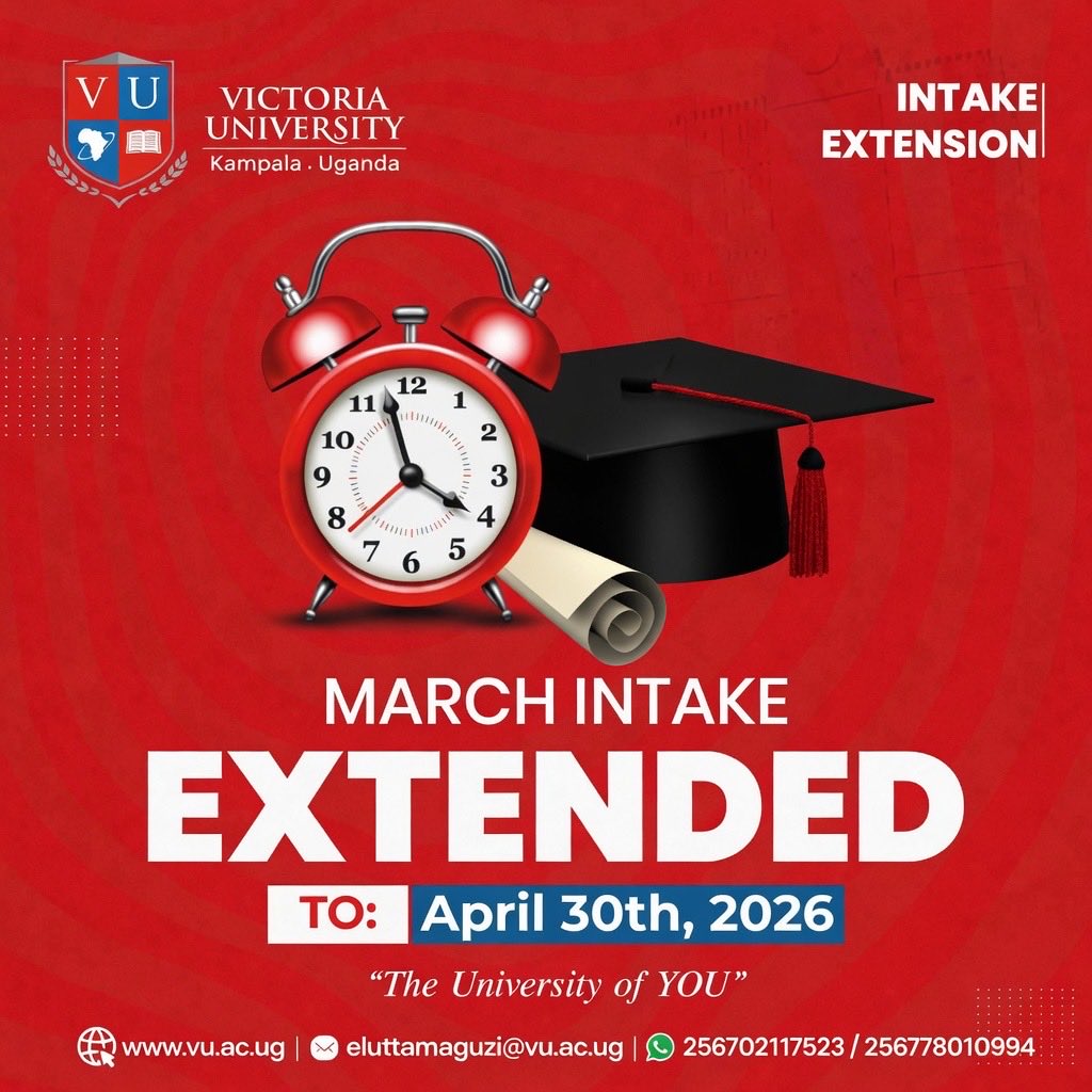 EdtexLuts's tweet photo. @VUKampala ,We are curved to your success. Enroll now before the deadline and seize your chance to join the technology-enabled Victoria University Kampala.
For admissions and inquiries
0778010994 
0702117523
https://t.co/8ZAKKgOW4j https://t.co/w3ZN0aLW38