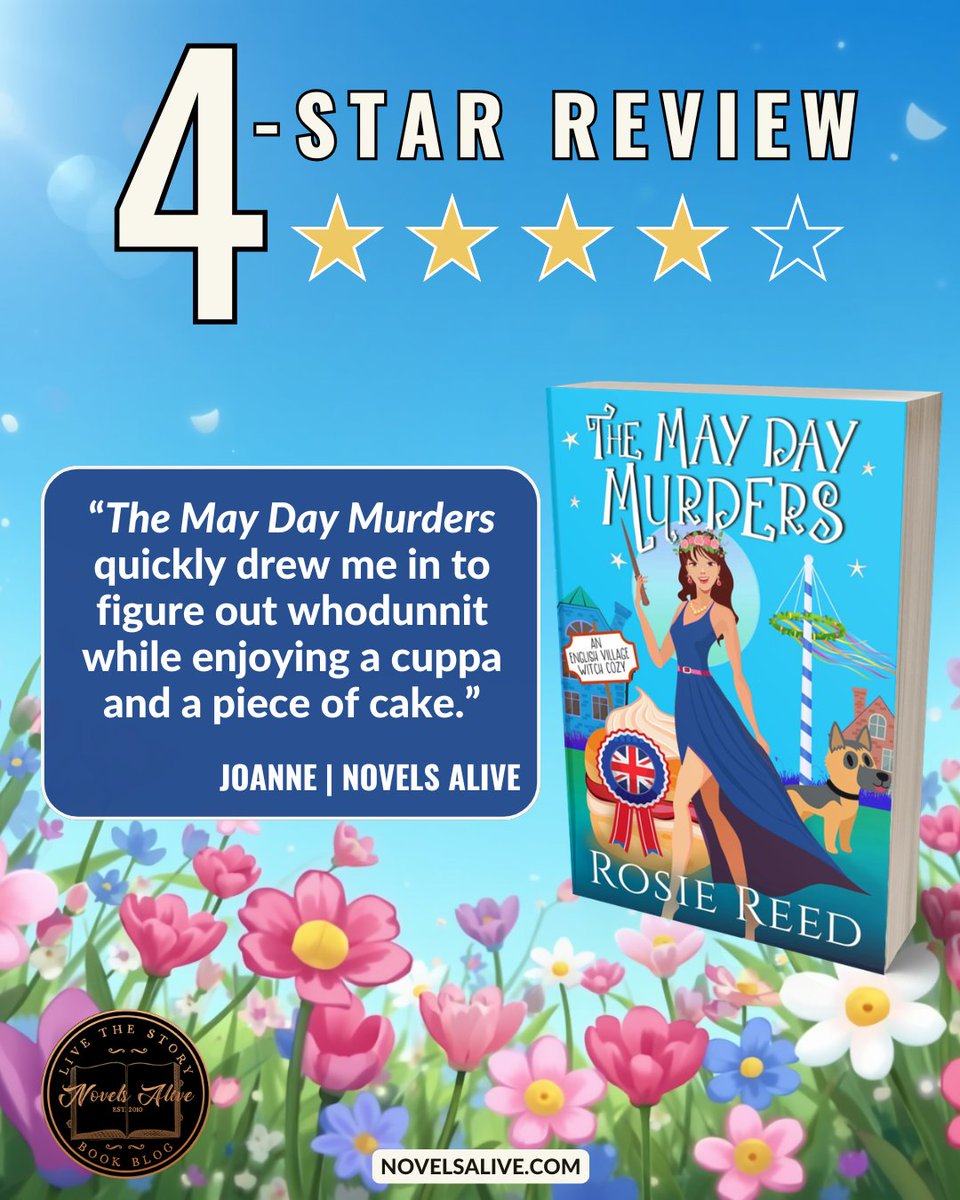 NovelsAlive's tweet image. 4-STAR REVIEW⭐️⭐️⭐️⭐️: THE MAY DAY MURDERS by Rosie Reed

👉THE MAY DAY MURDERS quickly drew me in to figure out whodunnit while enjoying a cuppa and a piece of cake. bit.ly/4cSkF4B #bookreview #cozymystery #witch #wizard #paranormal #books #book #reading #booklover